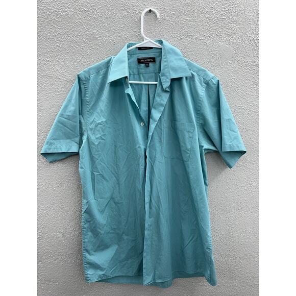Architect Mens Shirt Size Medium 15-15.5 Blue Short Sleeve Button Up Collared - Picture 1 of 14